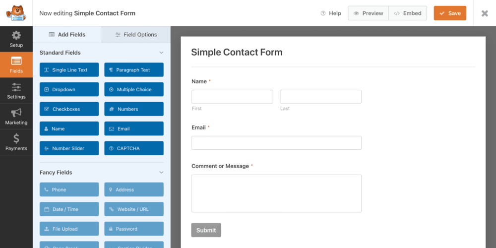 تصویر مربوط به WP Forms' contact form builder