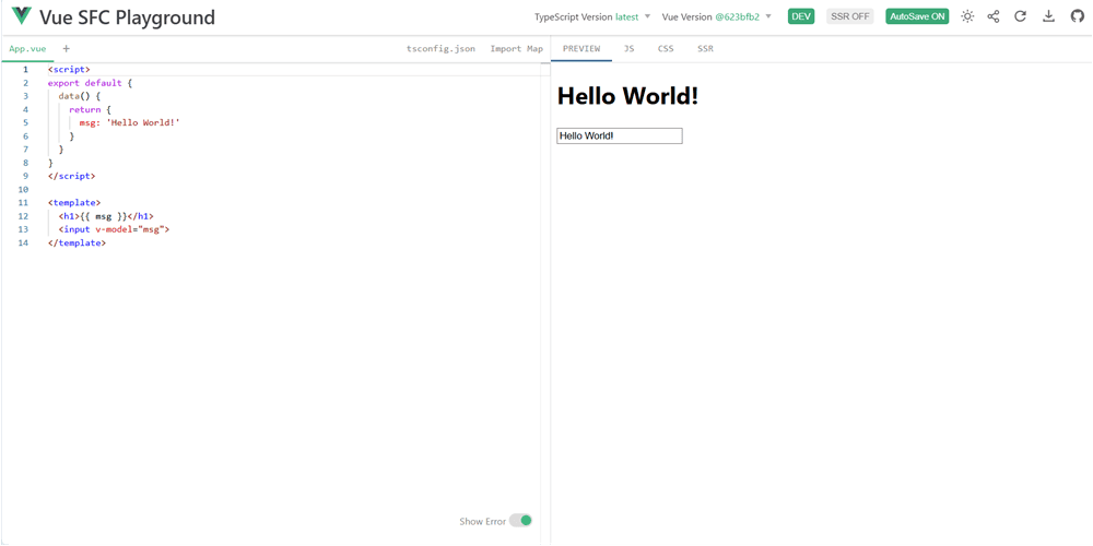 تصویر ابزار آنلاین تمرین فریم ورک ویو جی اس